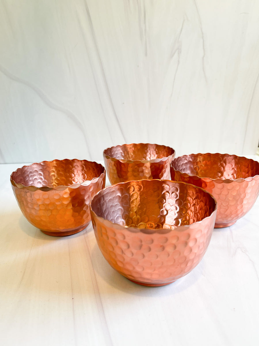 Hammered Copper Mixing Bowls, Set of 3